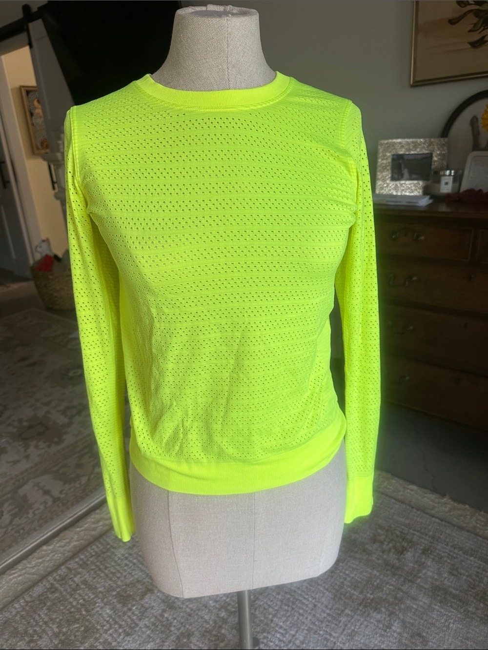 lululemon athletica Neon Lime Long-Sleeve Perforated Crew